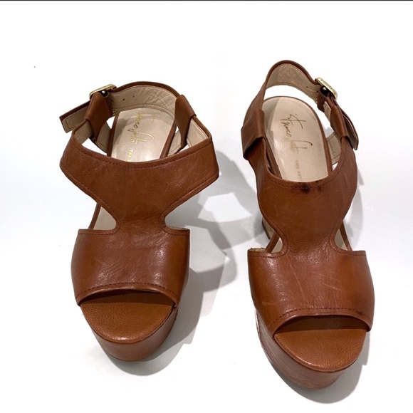 Franco Sarto Wedge Sandals Brown Size 7 - Picture 8 of 10